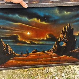 Vintage Black Velvet Art Piece space age 3 ft