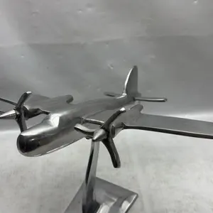 Art Deco Chrome Metal Airplane 10 inch Tall
