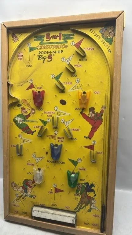 Vintage 5 in 1 Electric Poosh em Up pinball game