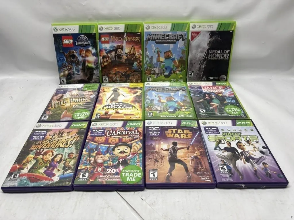 Xbox 360 Game Lot: Minecraft, LEGO, Kinect Sports