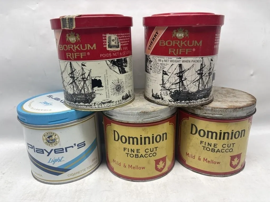 Vintage Tobacco Tins: Borkum Riff, Dominion,