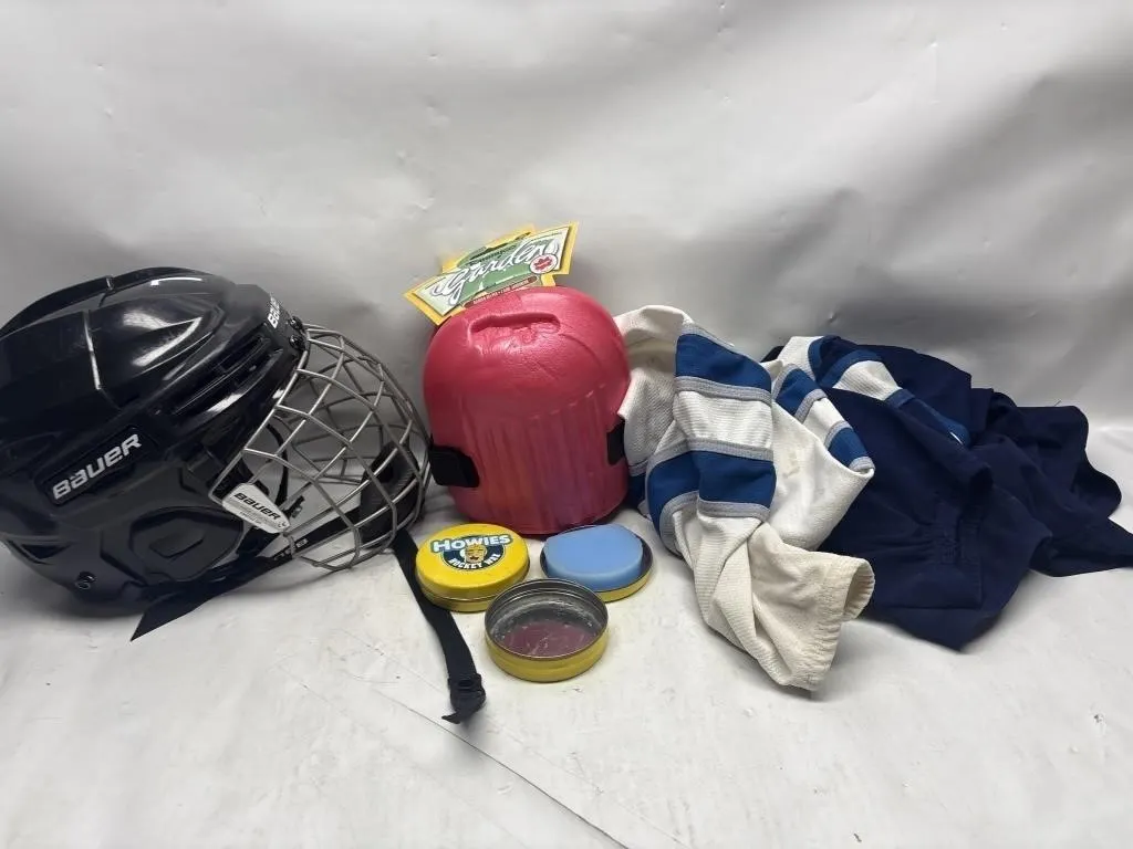 Bauer Hockey Helmet, Jerseys, Knee Guard & Wax Set