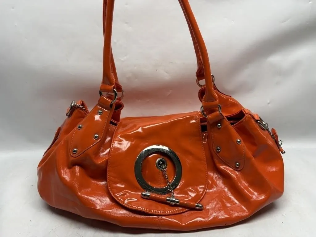 Orange Patent Leather Shoulder Bag