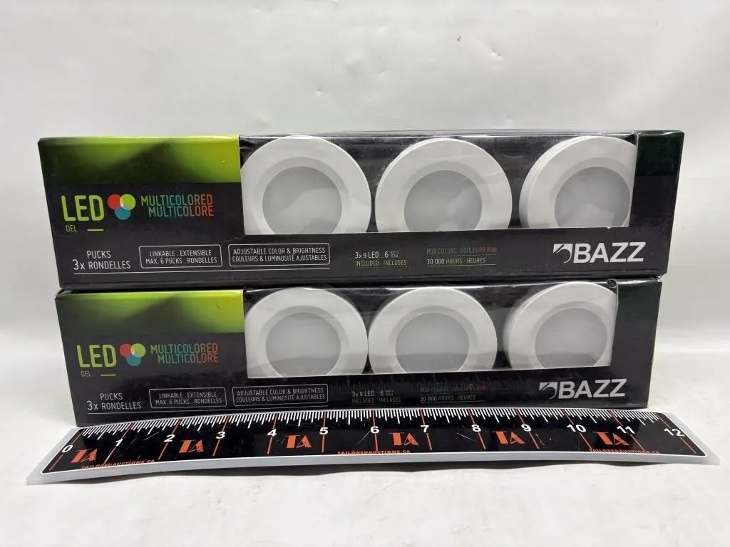 Bazz LED Multicolored Puck Lights, 2 Sets of 3