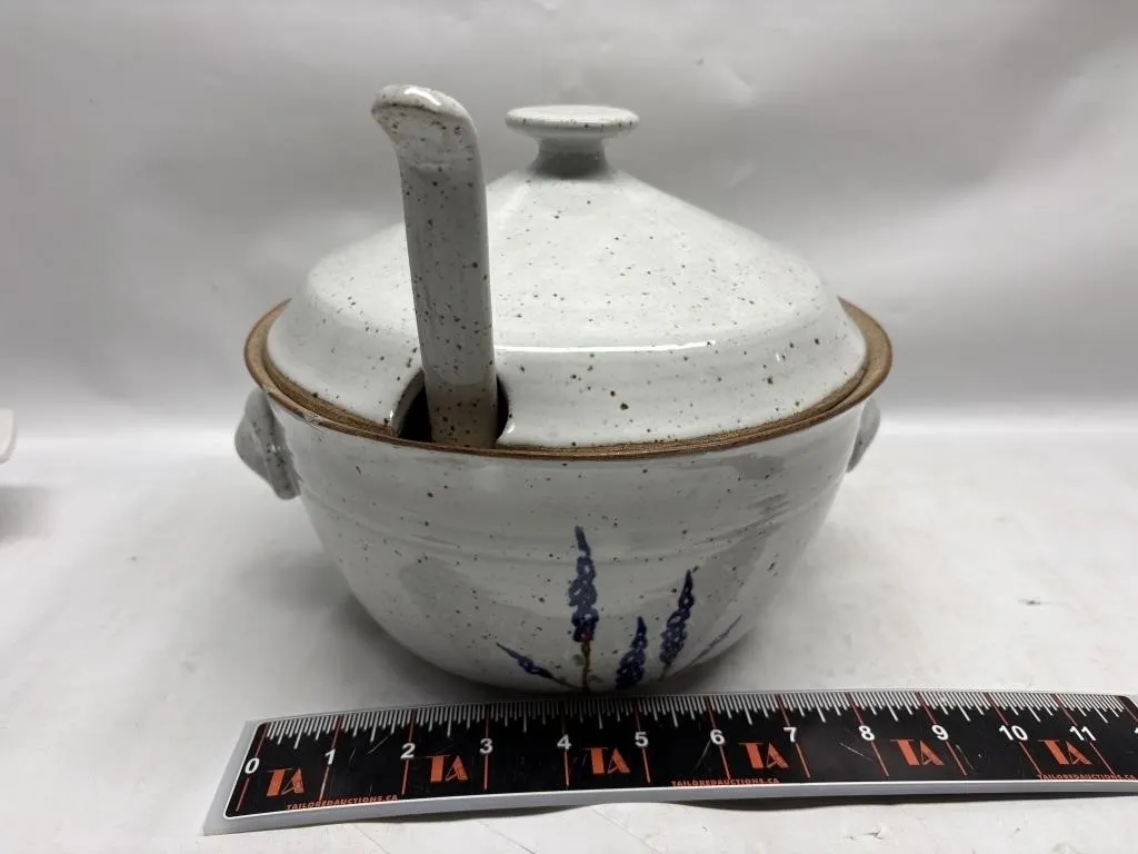 Studio Pottery Lidded Soup Tureen with Ladle