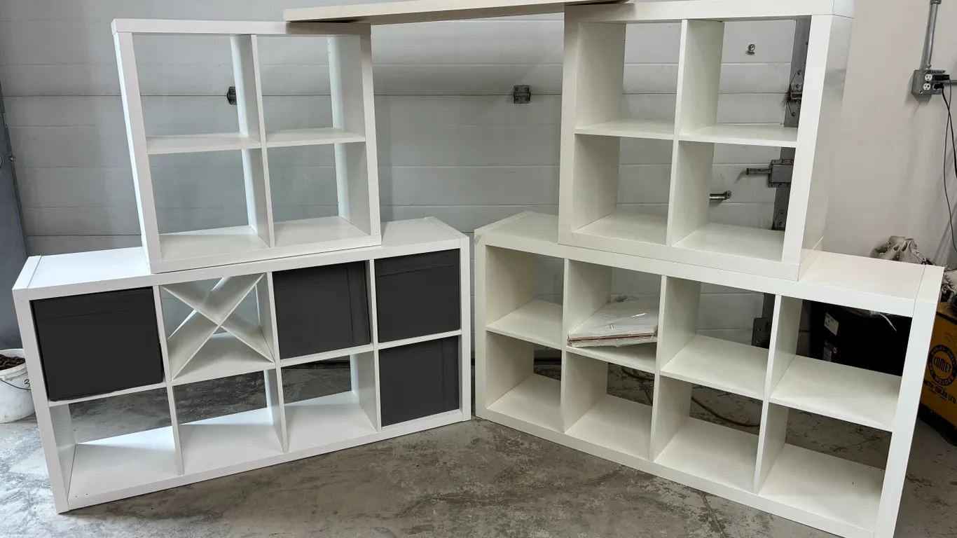 Five Piece White Shelving Unit