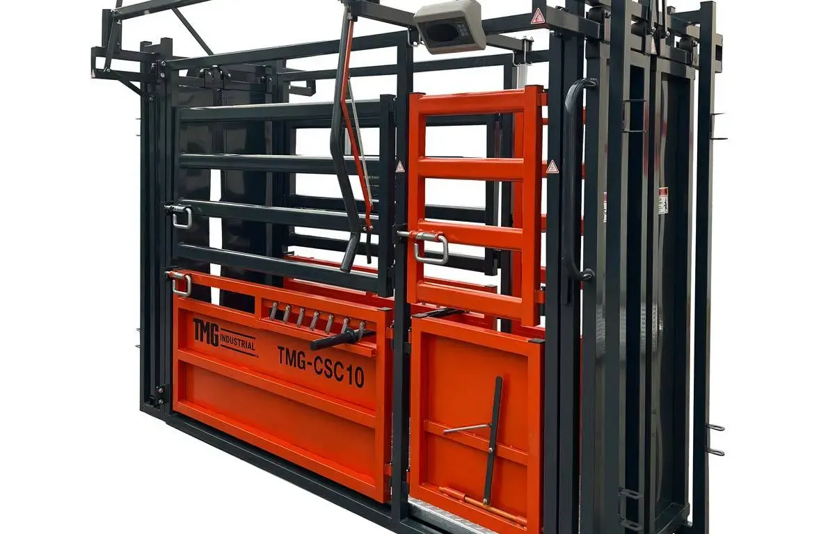 10' Cattle Work Chute 4500-lb Weight Scale,Side Exit,Upper/Lower Swing Openings TMG-CSC10-OPENED BOX