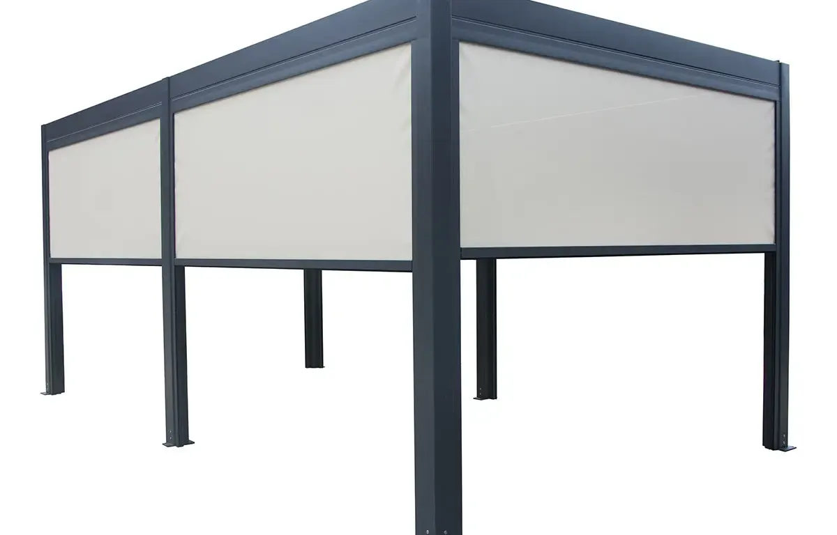 10' × 20' (3 × 5.8 m) Aluminum Louver Roof Slatted Pergola with Motorized Retractable Side Screens-