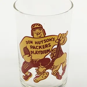 DON HUTSON'S PACKERS PLAYDIUM BEER DRINKING GLASS (BOWLING ALLEY BAR GREEN BAY WISCONSIN)