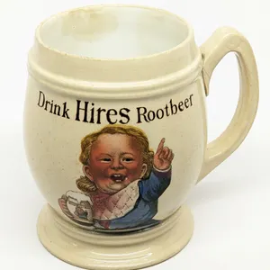 ANTIQUE STONEWARE MUG STEIN DRINK HIRES ROOT BEER (VILLEROY & BOCH)
