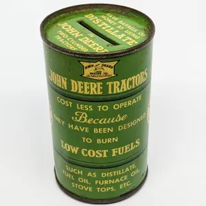 JOHN DEERE TRACTORS OIL CAN COIN BANK
