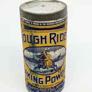 NOS 5 1/2 OZ CAN ROUGH RIDERS BAKING POWDER