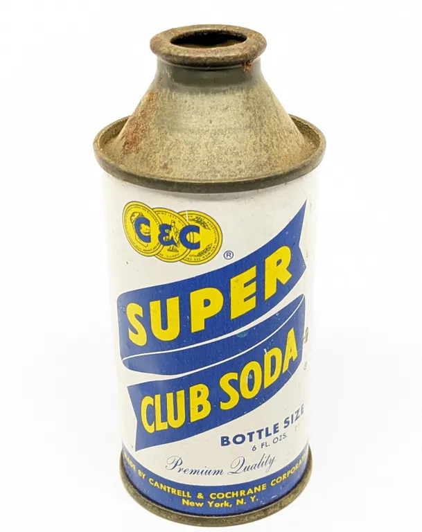 6 OZ CONE TOP SODA POP CAN C&C SUPER CLUB SODA
