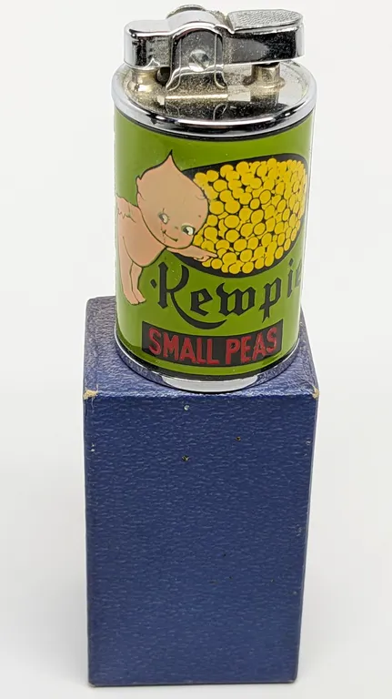 NOS MAMMOTH SPRING CANNING COMPANY KEWPIE PEAS & CORN CAN CIGARETTE LIGHTER