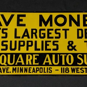 EMBOSSED TIN SIGN TIMES SQUARE AUTO SUPPLY CO ST PAUL MINNESOTA