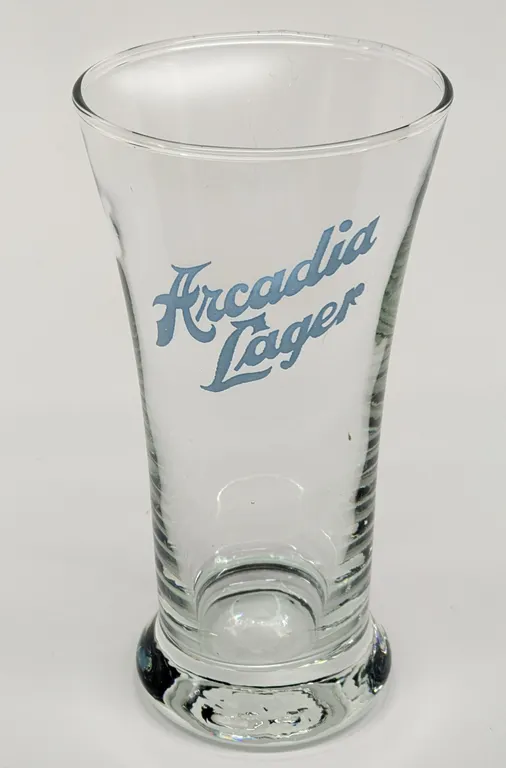 ARCADIA LAGER BEER DRINKING GLASS ARCADIA WISCONSIN