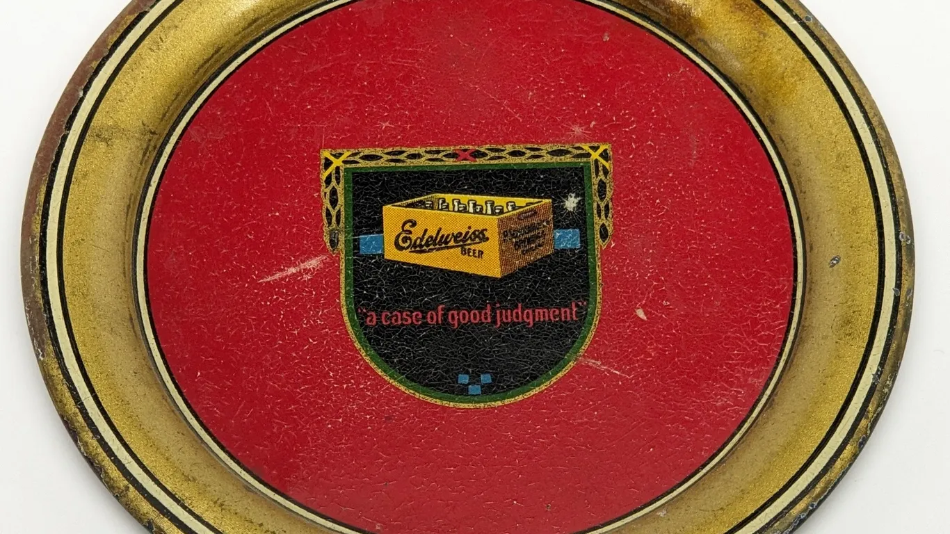PRE PROHIBITION TIP TRAY EDELWEIS BEER CHICAGO ILLINOIS