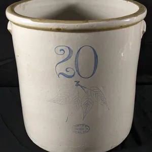 20 GAL RED WING STONEWARE CROCK BIRCH LEAF DESIGN
