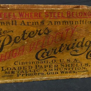 WOOD AMMO AMMUNITION CRATE PETERS CARTRIDGE CO 12 GA LOADED SHOT SHELLS