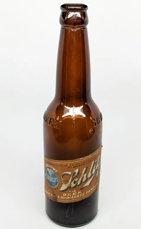 PRE PROHIBITION 12 OZ PAPER LABEL BOTTLE SCHLITZ EXPORT BEER MILWAUKEE WISCONSIN