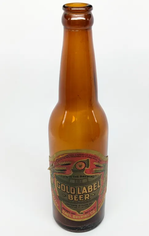 U-PERMIT 7-U-769 12 OZ PAPER LABEL BOTTLE GOLD LABEL BEER WALTER BROS MENASHA WISCONSIN