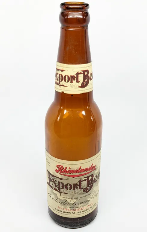 IRTP 12 OZ PAPER LABEL BOTTLE RHINELANDER EXPORT BEER WISCONSIN
