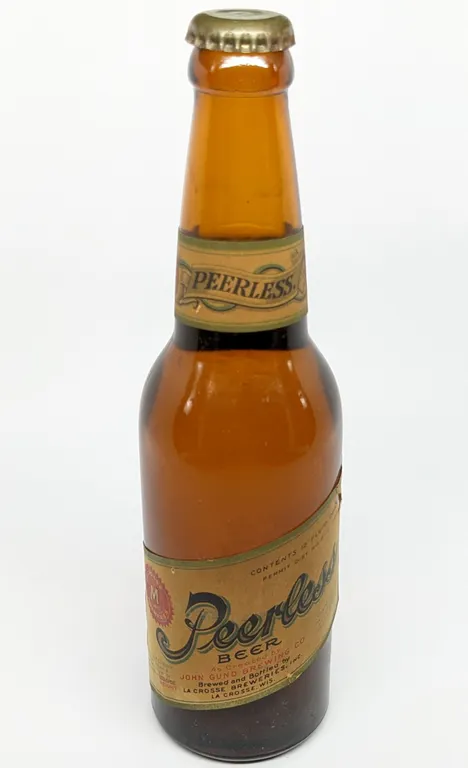 U-PERMIT 7-U-791 12 OZPAPER LABEL BOTTLE PEERLESS BEER JOHN GUND LA CROSSE WISCONSIN