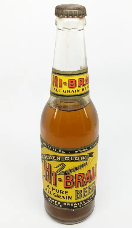 IRTP 12 OZ PAPER LABEL BOTTLE GOLDEN GLOW HI-BRAU BEER BLUMER BREWING MONROE WISCONSIN