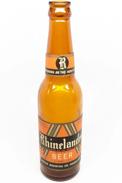 U-PERMIT U-725 A 12 OZ PAPER LABEL BOTTLE RHINELANDER PILSENER BEER WISCONSIN