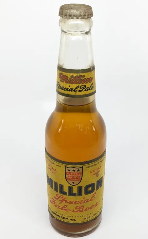 IRTP 12 OZ PAPER LABEL BOTTLE MILLION SPECIAL PALE BEER NEW LISBON WISCONSIN