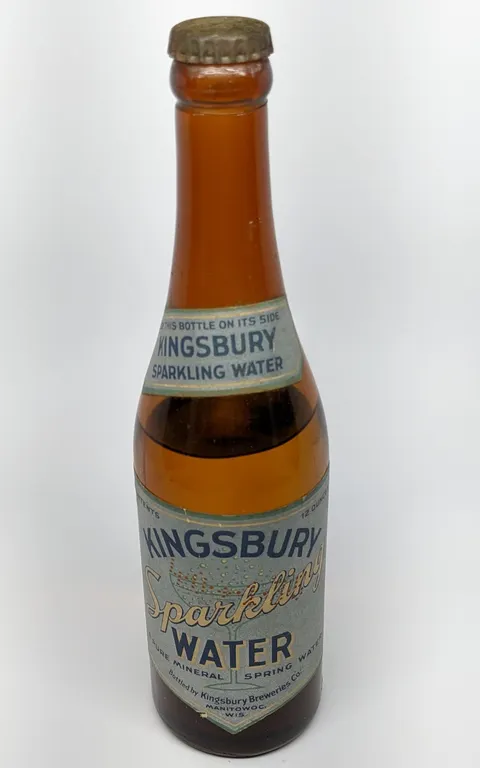 12 OZ PAPER LABEL BOTTLE KINGSBURY BREWERIES SPARKLING WATER MANITOWOC WISCONSIN