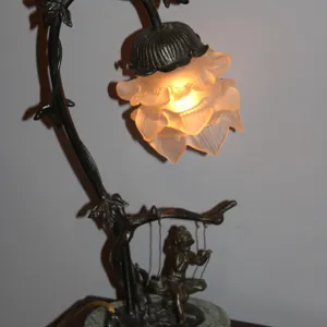 Child on Swing Floral Lamp