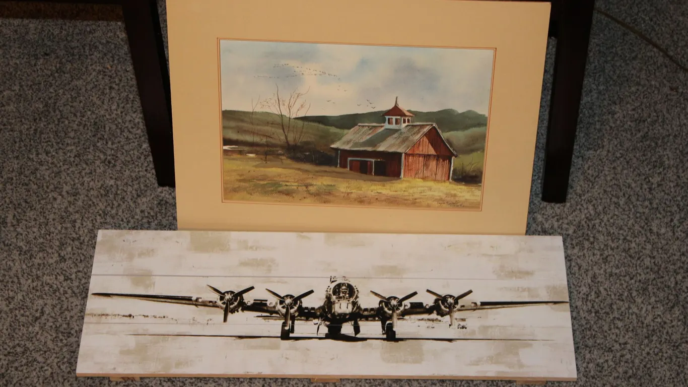 David E Maple Barn Watercolor & Aviation Art