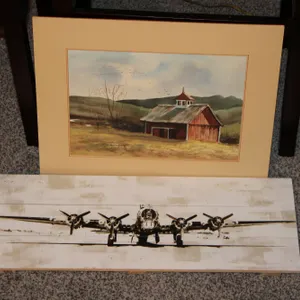 David E Maple Barn Watercolor & Aviation Art