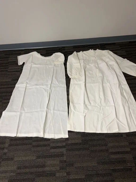 White Cotton Nightgowns with Embroidered and Lace Details, Early 20th Century Style
