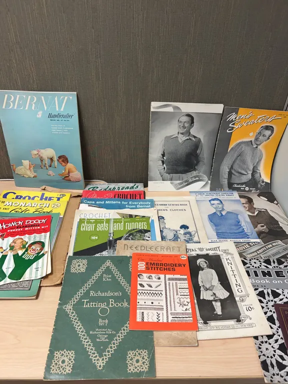 Early to Mid-20th Century Vintage Knitting, Crochet, and Sewing Pattern Books and Booklets