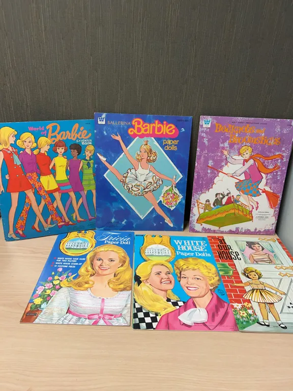 1960s-1970s Whitman Paper Doll and Sticker Books Including Barbie, Bedknobs and Broomsticks, and Whi