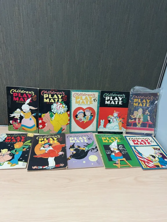 Ten Issues of Children's Play Mate Magazine From 1940-1941 With Illustrated Covers and Stories Insid