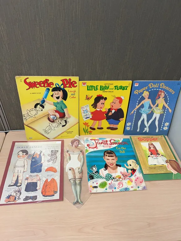 7 Paper Doll Books: 1960s Mattel Skipper, Paper Doll Dancers, Janet Lennon, Dolly Dingle, Sweetie Pi