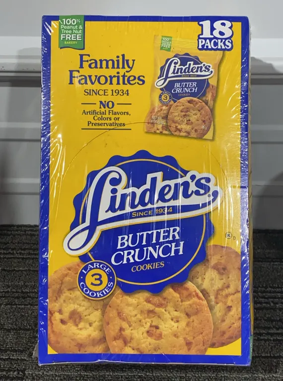 *NEW* Linden's Butter Crunch Cookies, 3 Cookies Per Bag,18 Packs - Best By: 7/16/2026