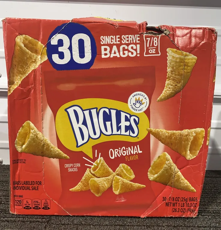 *NEW* Bugles Original Crispy Corn Snacks, Snack Bags, 30 Packs - Best By: 11/2026