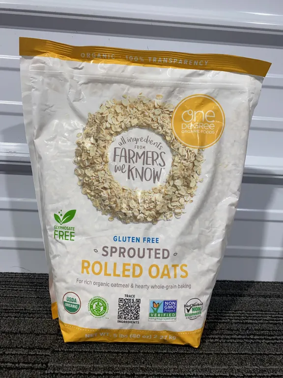 *NEW* One Degree Sprouted Rolled Oats, 5 LB Bag - Best By 5/2027