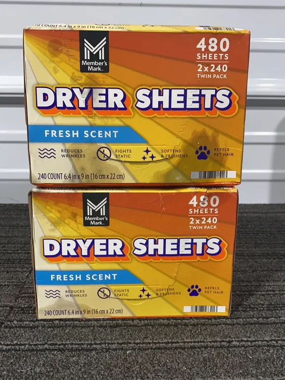 *NEW* 2 Member's Mark Fabric Softener Dryer Sheets, 480 CT Each
