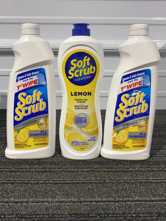 *NEW* 3 Soft Scrub All Purpose Liquid Cleanser, Lemon, 24 OZ Each