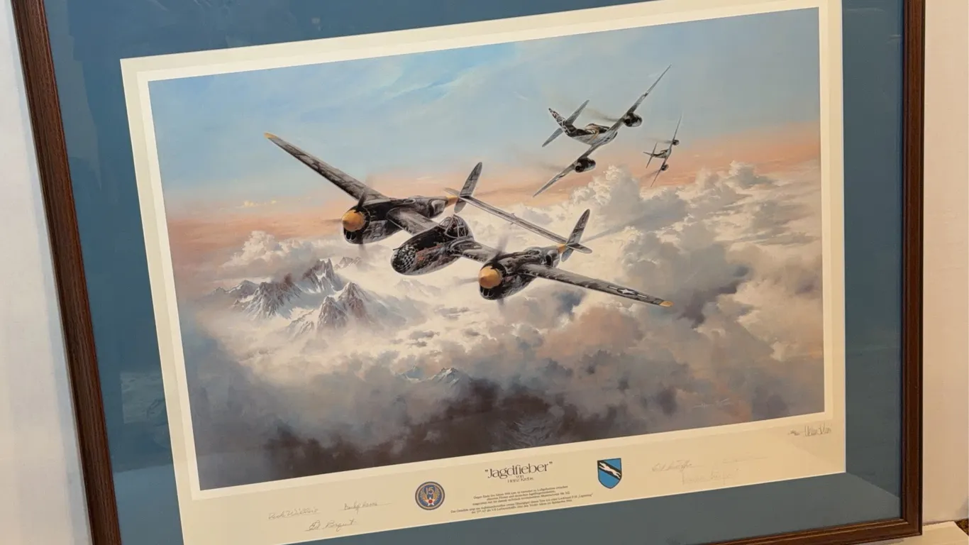 Heinz Krebs “Jagdfieber” Limited Edition Aviation Print, #260/750, Multi-Signed WWII Veteran Edition