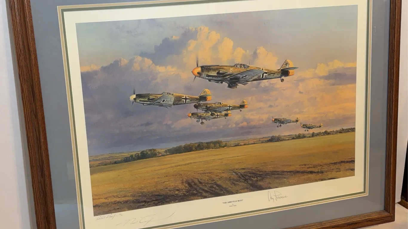 Framed, Robert Taylor “The Abbeville Boys” Artist’s Proof 21/50 Signed by Adolf Galland