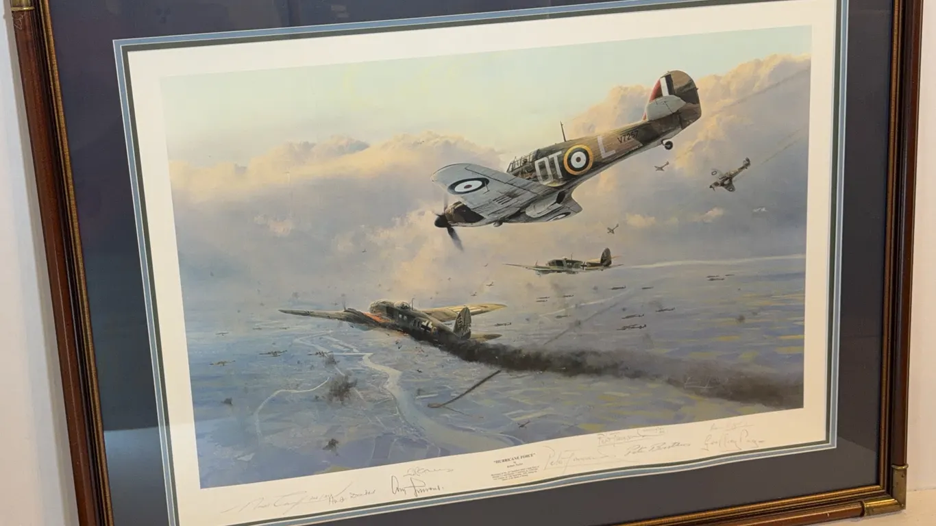 Robert Taylor “Hurricane Force” Multi-Signed Battle of Britain Print, #743/1250, Framed