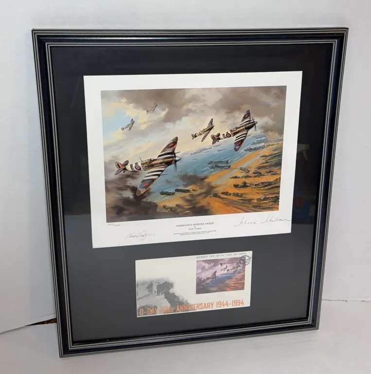 Nicolas Trudgian “Normandy Fighter Sweep” Signed Ltd. Ed. Print & Johnnie Johnson Autograph, Framed