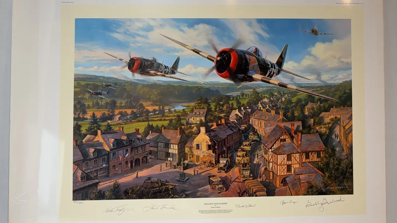 Nicolas Trudgian “Advance Into Europe” 557/1250 – Signed by Zemke, Gabreski, Conger & Strait