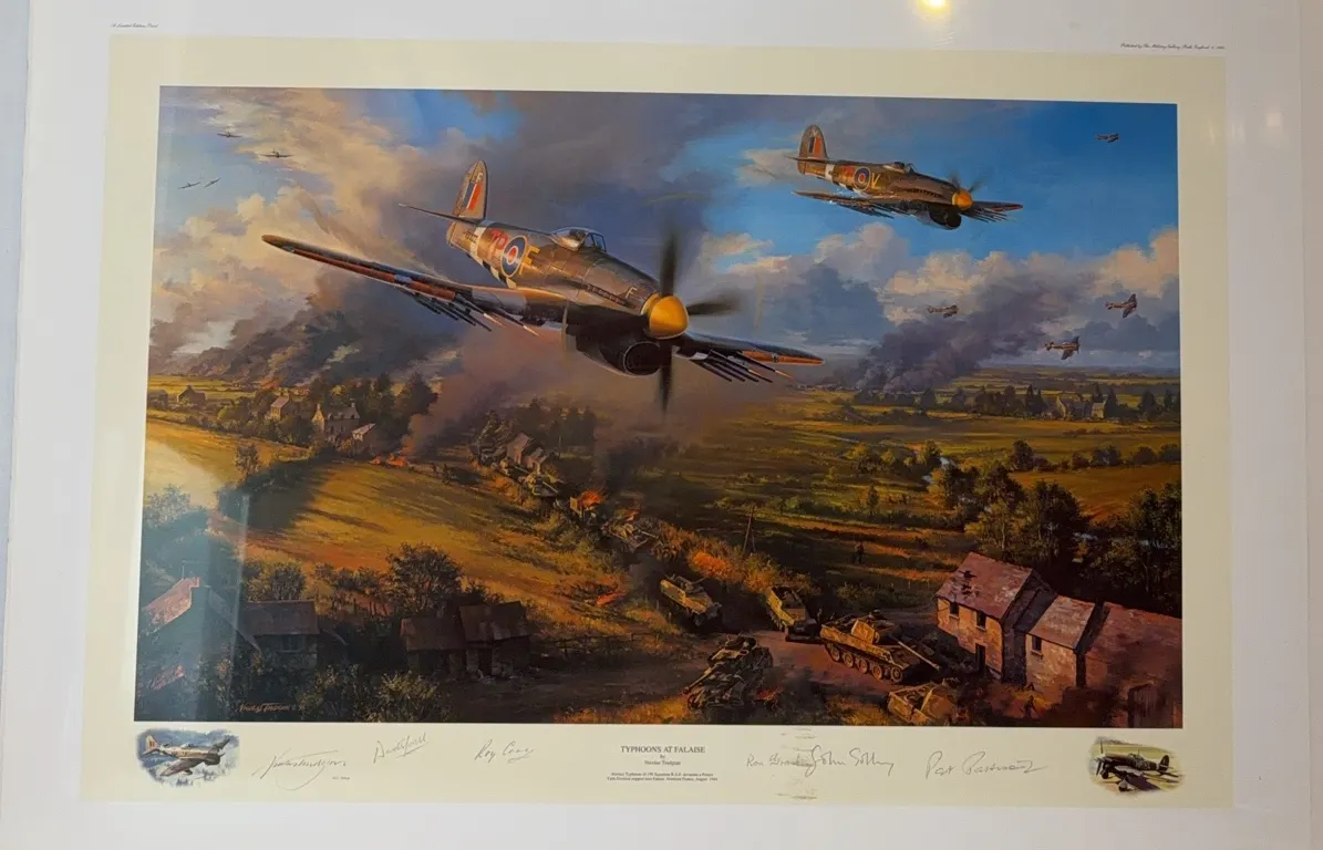 Nicolas Trudgian “Typhoons at Falaise”, Signed by 6 Veterans, 162/600